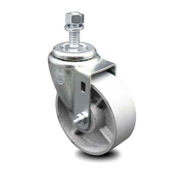 Semi Steel Swivel Threaded Stem Caster w/Roller Bearing - 4" Wheel & 1/2" Stem